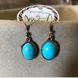 Faux Turquoise Drop Earrings